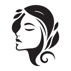 Beauty woman Face and hair style logo vector, woman Face vector illustration.