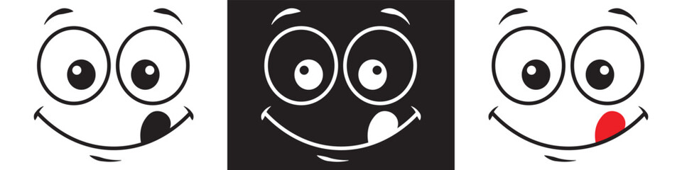 Kawaii cute face element icon. Funny Japanese emoticon Cartoon character and face icon. Design for decoration, sticker, icon, kids etc. Vector illustration. 