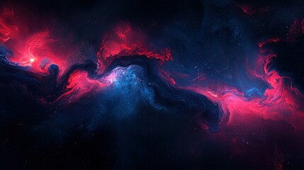 Fototapeta premium Cosmic Nebula: A Symphony of Red and Blue
