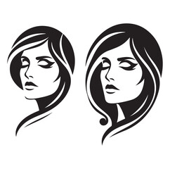 Beauty woman Face and hair style logo vector, woman Face vector illustration.