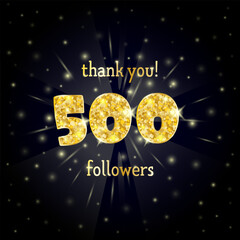 Vector illustration of gold design for a thank you 500 followers.