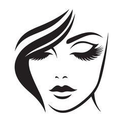 Beauty woman Face and hair style logo vector, woman Face vector illustration.