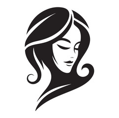Beauty woman Face and hair style logo vector, woman Face vector illustration.