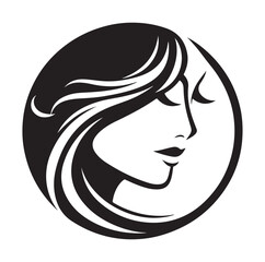 Beauty woman Face and hair style logo vector, woman Face vector illustration.