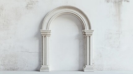An elegant old-fashioned archway alone on a plain white surface.