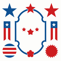 Obraz premium Creative 4th of July design elements featuring star-spangled borders and festive frames. 