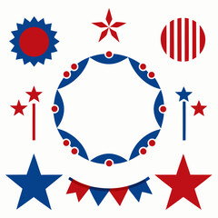 Obraz premium Unique Independence Day vector borders with patriotic motifs. Ideal for digital use, printables, and branding materials.