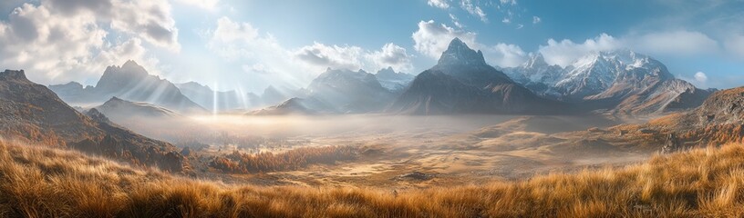 Obraz premium Majestic Mountain Valley at Sunrise