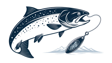 Obraz premium salmon fish silhouette 