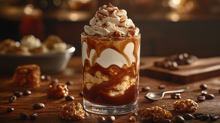Decadent, layered coffee dessert drink