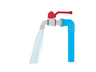 Faucet for turning on and off water on a white background