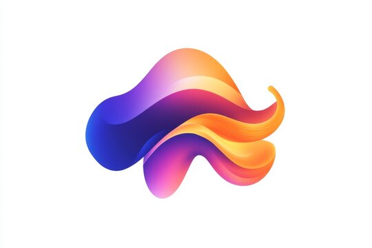 Abstract fluid logo design, vibrant colors, isolated on white