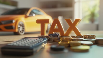Tax preparation event for vehicle owners home office financial document modern workspace close-up view saving strategies