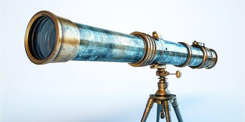 Classic brass telescope on a sturdy tripod showcasing intricate details and reflecting light, ideal for stargazing or nature watching