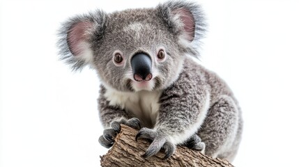 Naklejka premium Koala climbing a tree australian forest wildlife photography natural habitat close-up perspective animal behavior
