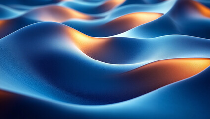 Blue background with a glowing light curved lines.