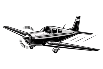 Black and white Small airplane design logo vector isolated on a white background