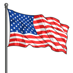United States flag waving in the wind
