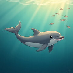 Sleek dolphin illustration generative ai.