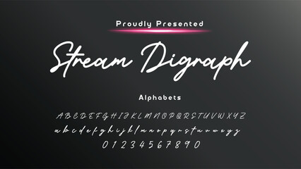 Hand drawn calligraphic vector monoline font. Distress signature letters. Modern script calligraphy type. ABC typography latin signature alphabet.