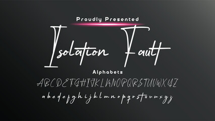 Hand drawn calligraphic vector monoline font. Distress signature letters. Modern script calligraphy type. ABC typography latin signature alphabet.