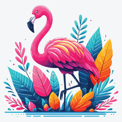 Pink flamingo. stock illustration