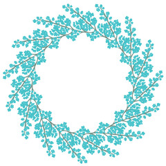 Hand-drawn vector botanical round frame, laurel wreath, flower circle frame - illustration for wedding invitation, postcard, logo.