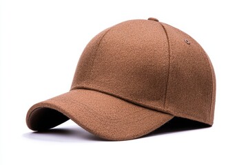 Fototapeta premium Brown Curved Brim Baseball Cap in Solid Color for Casual or Sports Wear