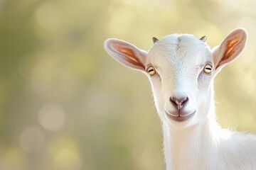 Obraz premium Charming Inquisitive Goat Portrait Captured in Candid Setting with Soft Background Focus