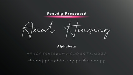 Hand drawn calligraphic vector monoline font. Distress signature letters. Modern script calligraphy type. ABC typography latin signature alphabet.