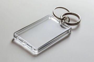Clear rectangular photo keychain on white background