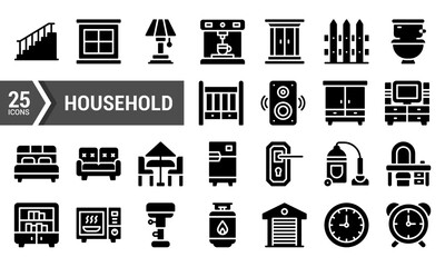 A set of 25 household glyph icons for your design projects.