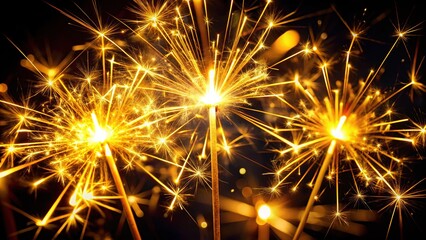 Naklejka premium Golden Sparkler Fireworks Background for Branding