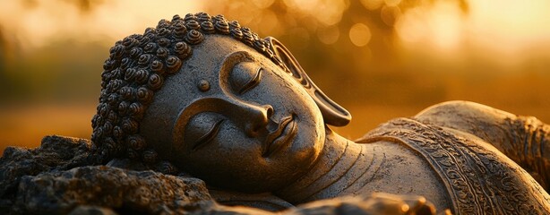 Obraz premium Serene Reclining Buddha Statue