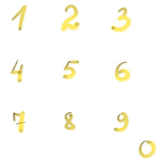 Handwritten Yellow Gradient Numbers 0-9 | Artistic Watercolor Digits Set