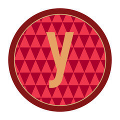 Elegant y in Red Circle with Dark Red Border, Abstract Geometric Vector Design