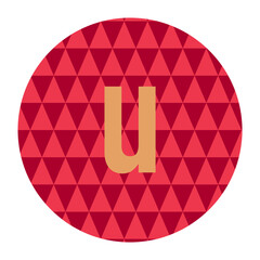 Modern letter u design with a vibrant red triangle pattern in an abstract circular layout for branding or decoration