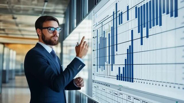 Project Manager Engaged in Schedule Planning With AR Screen Generative AI