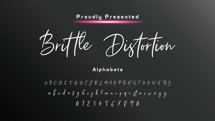 Hand drawn calligraphic vector monoline font. Distress signature letters. Modern script calligraphy type. ABC typography latin signature alphabet.