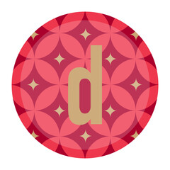 Fototapeta premium Sophisticated letter d with starry red patterns and a bold circular design, ideal for premium logos or modern creative projects.