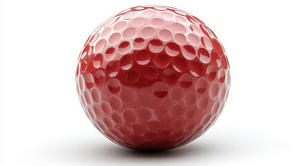 Red Golf Ball with Dimple Texture on White Background for Sports and Design Concepts
