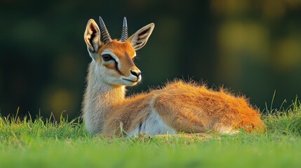 Fototapeta premium Majestic Springbok Resting in Golden Hour Light