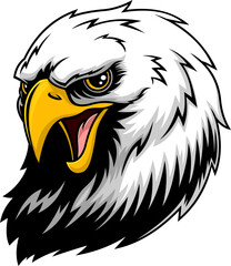 Bald Eagle Head Mascot With Open Beak And Fierce
Eyes - Hand Drawn Illustration Isolated On
Transparent Background