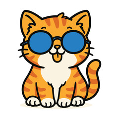 Cool Cat Cartoon with Blue Sunglasses  Perfect for Stickers & Merch