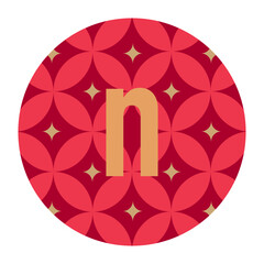 Abstract Red Patterned Background with lowercase “n” in Stylish Geometry