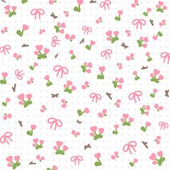 Background image, cute flowers, pink, seamless floral pattern