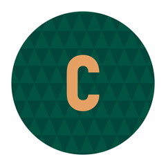 Modern letter c with a geometric dark green triangle pattern, perfect for elegant branding and professional logo designs.