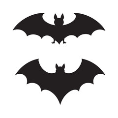 Fototapeta premium Silhouettes of Two Bats with Outstretched Wings in a Spooky and Mysterious Design