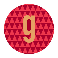 A bold lowercase “g” shines in gold against a crimson geometric backdrop, creating a sense of elegance and strength. Encased in warm golden hues, it symbolizes grandeur and sophistication.
