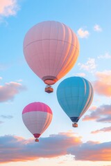 Fototapeta premium vast sky filled with colorful balloons and majestic airships drifting gracefully creating dreamy atmosphere
